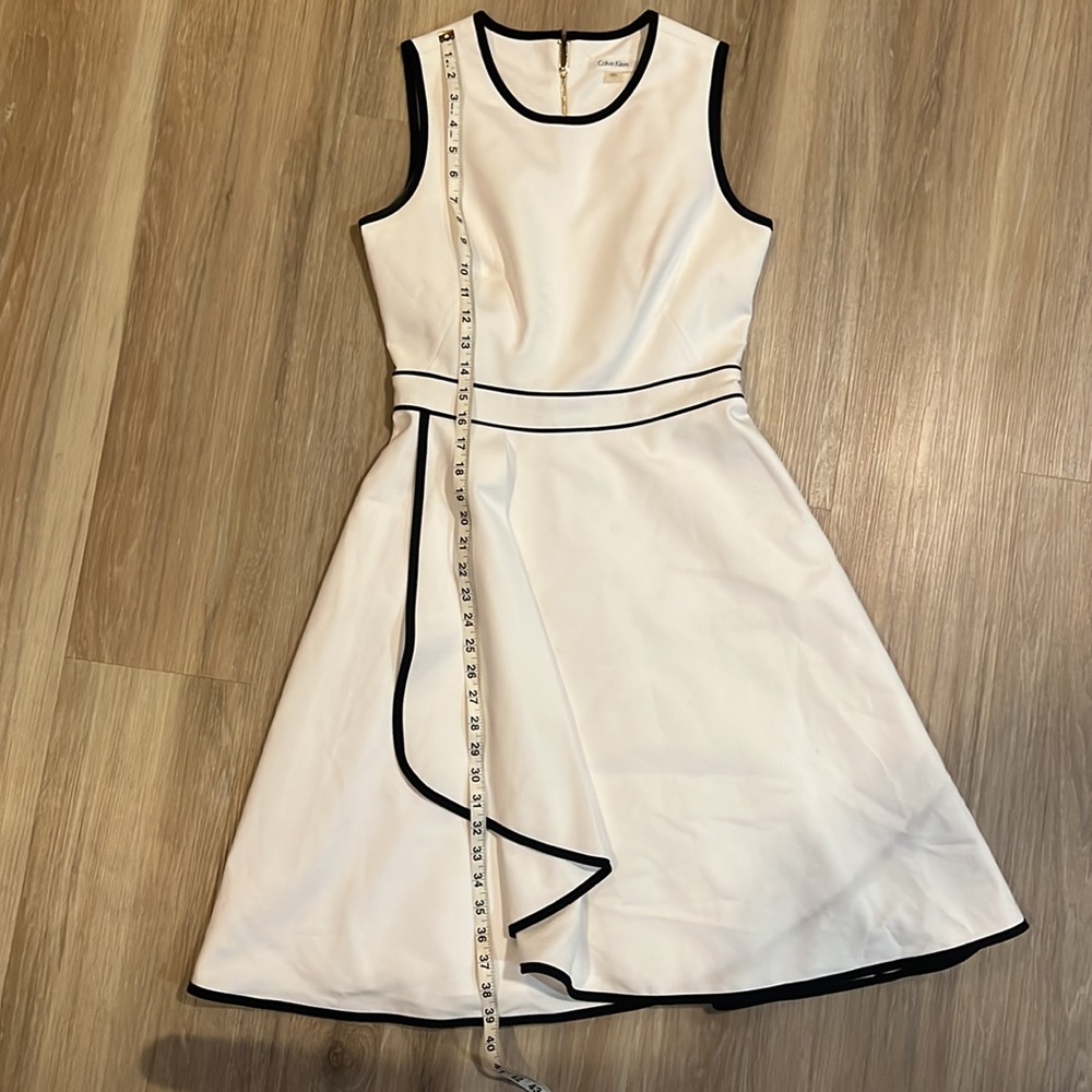 Calvin Klein White and Black Midi Dress